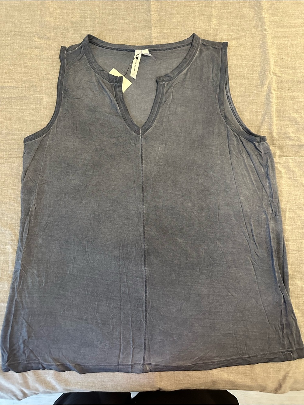 Cable & Gauge Washed Slate Blue V-Neck Sleeveless Tank